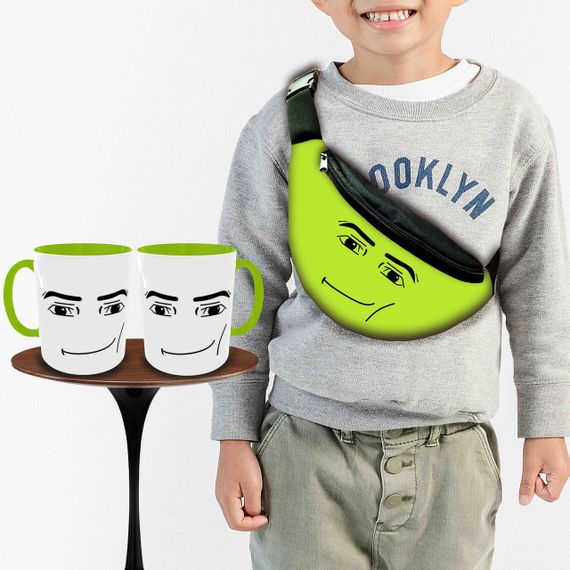 Подарунковий набір: Сумка-бананка + Кружка Роблокс обличча "Roblox", дитячий, для хлопчика (00238)