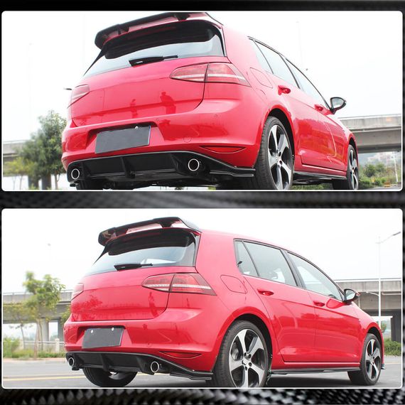 Дифузор заднього бампера V3 (для Base/GTI HB 2012-2017, Карбон) для Volkswagen Golf 7/E-Golf рр | Зображення 2