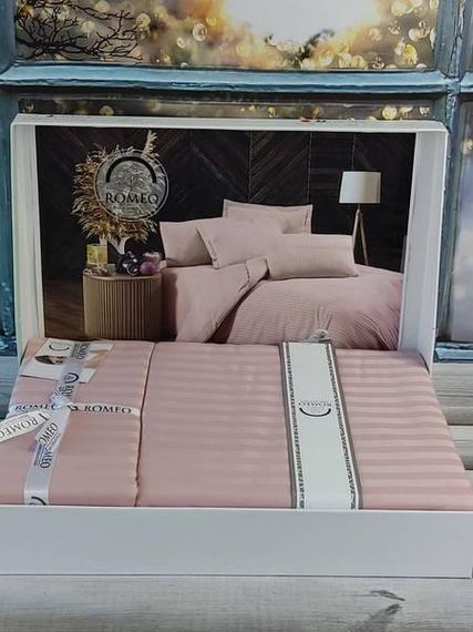 Постельное белье Romeo Line pudra Сатин-страйп Хлопок Евро размер