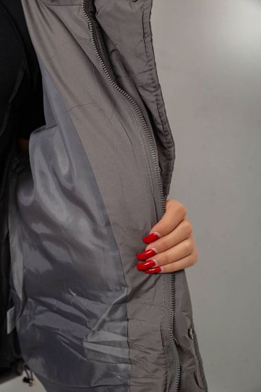 Куртка женская зимняя короткая, цвет серый, 244R983 | Зображення 5