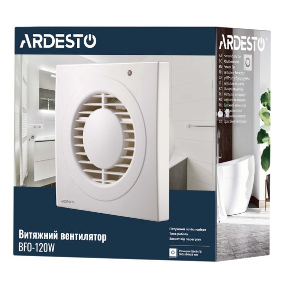 Витяжний вентилятор ARDESTO BFO-120W 20 Вт, 150 м3/г, 2300 об./хв., 35 дБ, білий (BFO-120W) | Зображення 7
