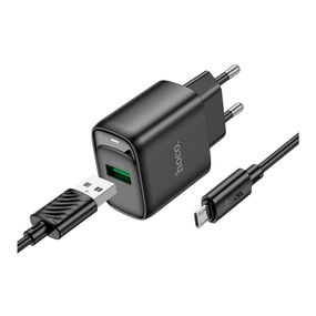 Мережевий Зарядний Пристрій Hoco C140A 1USB QC 18W+USB to Micro Колір Чорний