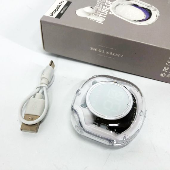 Бездротові навушники TWS T8 PRO з прозорим кейсом Вакуумний LED дисплей Bluetooth 5.3. UH-814 Колір: білий | Зображення 6