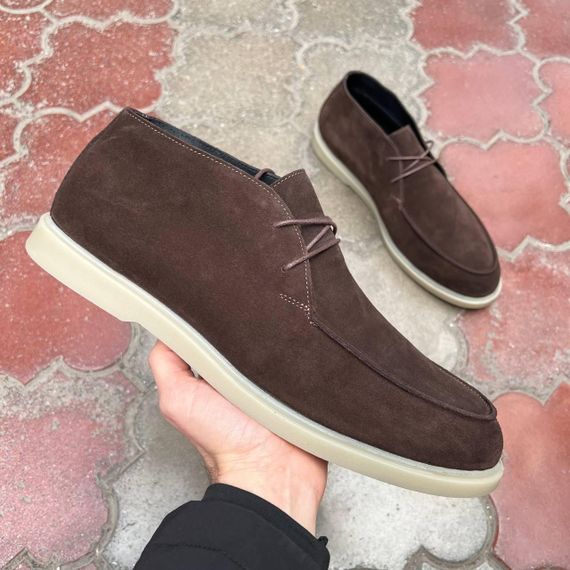 Коричневые ботинки - лоферы утепленные байкой 48 размер