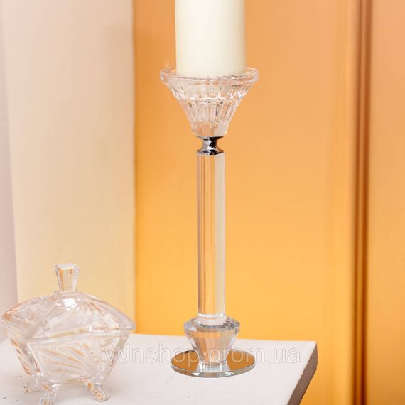 Підсвічник скляний на ніжці  6×21.3 см прозорий декоративний підсвічник на стіл HP-4-12L | Зображення 2
