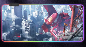 Ігрова поверхня для мишки з Аніме принтом "Євангеліон / Evangelion" LED підсвічування 800*300*4 мм 1500