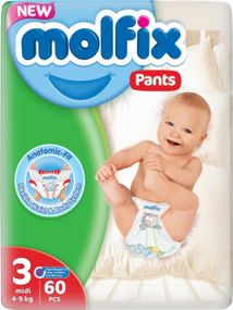 Підгузки-трусики для дітей Molfix Jumbo 3 midi 4-9 кг 60 шт