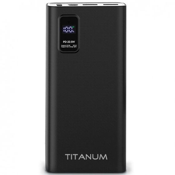 Повербанк с быстрой зарядкой TITANUM TPB-727S-B 20000mAh 22.5W Li-Pol Type-C Black
