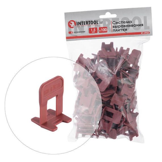 Система вирівнювання плитки, основа 1.5 мм/100 шт INTERTOOL KT-49521