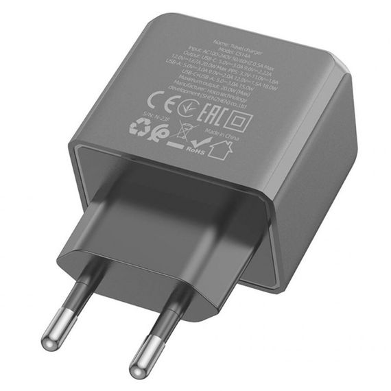 МЗП Hoco CS14A PD20W+QC3.0 (1USB-A/1C) Black | Зображення 3