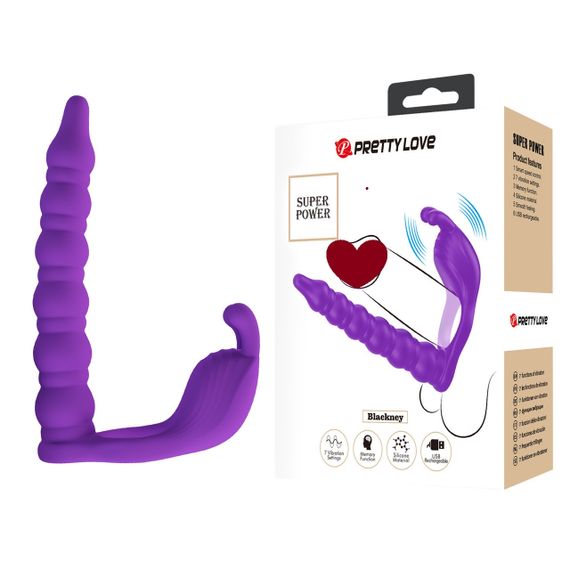 Насадка для подвійного проникнення Pretty Love Blackney Vibrating Enhacer Purple Sex Aura