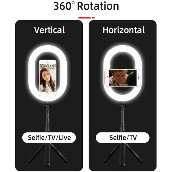 Лампа для зйомки з телефону Selfie Stick A8, Led кільце зйомка, Комплект для блогера, Світлодіод зйомки XA-21 | Зображення 3