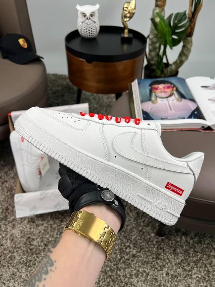 Мужские кроссовки Air Force 1 Low Supreme White Red , Вьетнам 42 26.5 | Зображення 2
