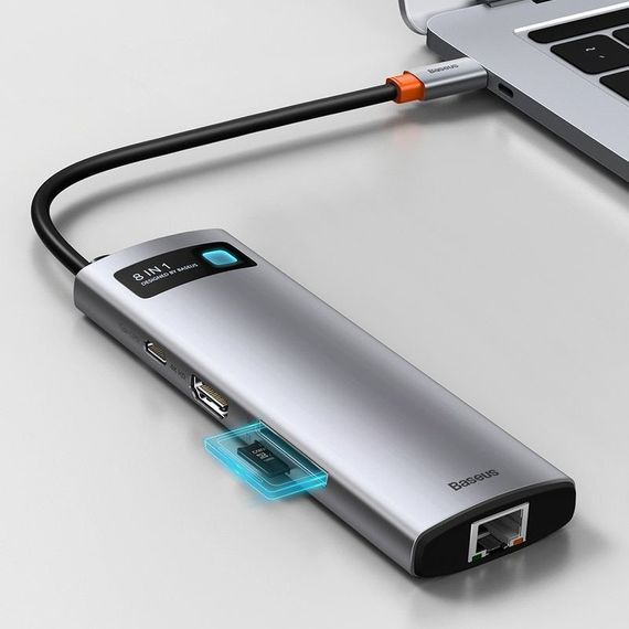 Перехідник HUB Baseus Metal Gleam Series 7-in-1 Multifunctional (WKWG020113) Сірий | Зображення 2