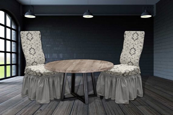 Чехлы на стулья Damask с юбкой, кремовые
