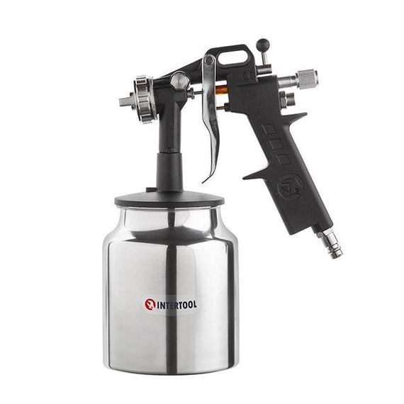Фарбопульт пневматичний HP, форсунка 1.5 мм, нижній металевий бачок 1000 мл.,5бар INTERTOOL PT-02111 | Зображення 2