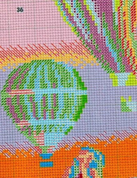 Набор для вышивания по нанесённой на канву схеме "Colorful Hot Air Balloo". AIDA 14CT printed 37*48 см | Зображення 7