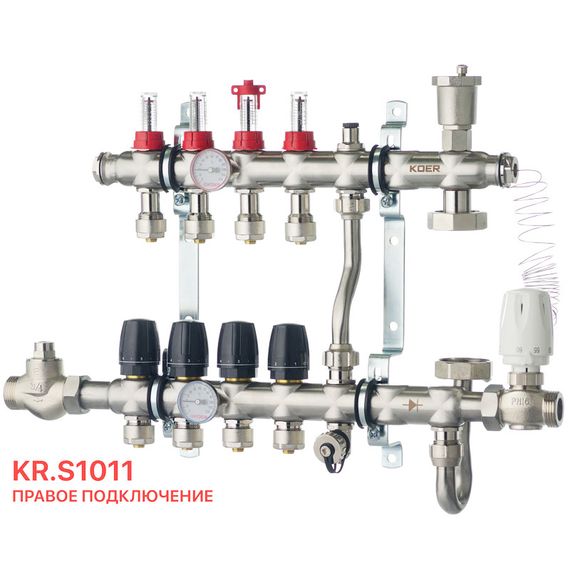 Коллектор со встроенным смеш. узлом Koer KR.S1011-4 1 "х4 SUS304 и евроконус 3/4-16 (KR2927) | Зображення 4