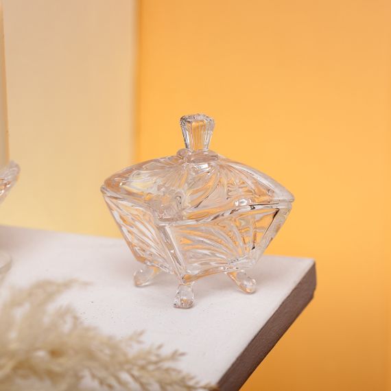 Цукорниця з кришкою 7.5×7.5×9 см ваза цукорниця скляна HP-4-117 | Зображення 4