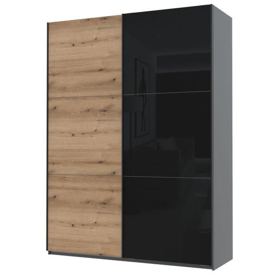 Шкаф-купе двухдверный Doros G-Caiser 180х60х240 см Графит/Дуб евок/1 Черное стекло (DRS-011228) | Зображення 2