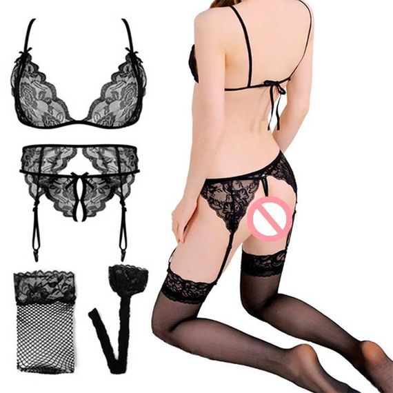 Безпрограшний комплект з панчохами та поясом рожевий | Зображення 1