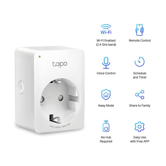 Розумна розетка TP-Link Tapo P100 (2-pack) (Tapo P100(2-pack)) | Зображення 1
