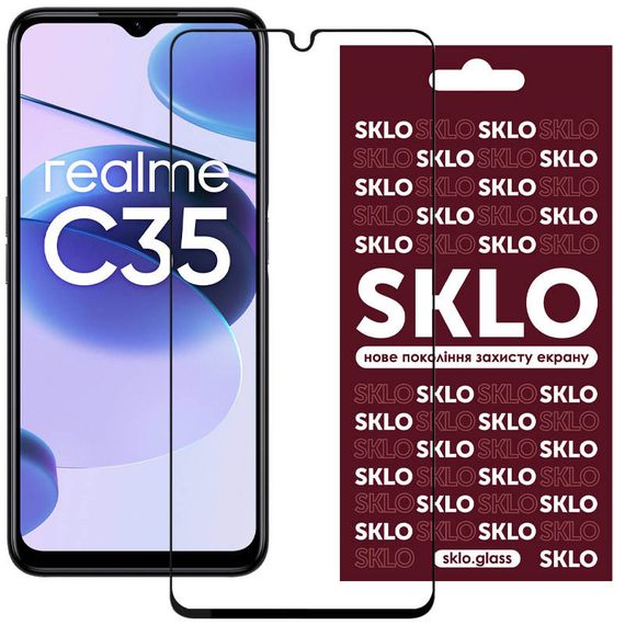 Захисне скло SKLO 3D для Realme C35 Чорний