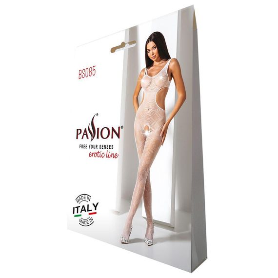 Еротичний бодістокінг з малюнком Passion BS085 white, One size | Зображення 4