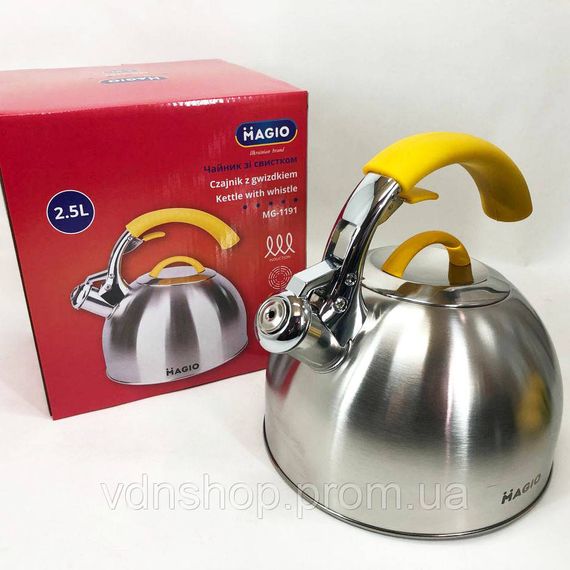 Чайник для приготовления чая со свистком Magio, Чайник со свистком нержавеющая сталь JT-97 | Зображення 1