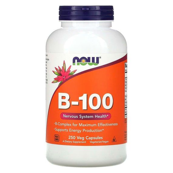 Комплекс В-100, B-Vitamins, Now Foods, 250 вегетаріанських капсул | Зображення 1