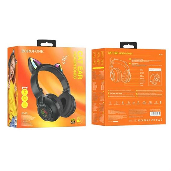 Бездротові навушники BOROFONE BO18 Cat ear BT headphones Black | Зображення 3