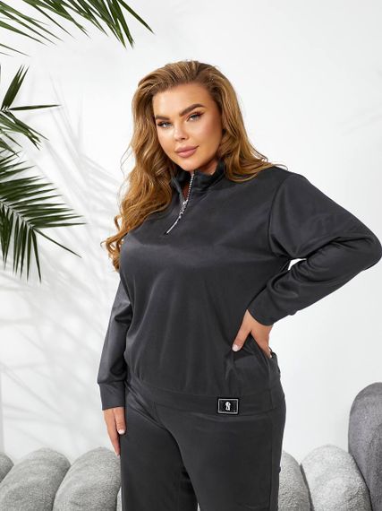 Женский спортивный костюм весна-осень свитшот и джоггеры NB24049 цвет графит, размер 42/44 | Зображення 6
