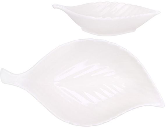 Салатники порцелянові "White City Лист", набір 4 салатники 250мл, 21х11.3см