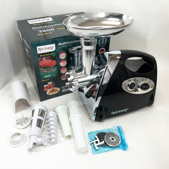 Мясорубка металлическая Rainberg RB-675 3800W, Мясорубка с UF-397 металлическим редуктором | Зображення 8