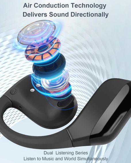 Навушники безпровідні відкритого типу водонепроникні Open Ear Bluetooth 5.3 IPX5 бездротові для бігу, спорту, фітнесу ENC мікрофон | Зображення 6