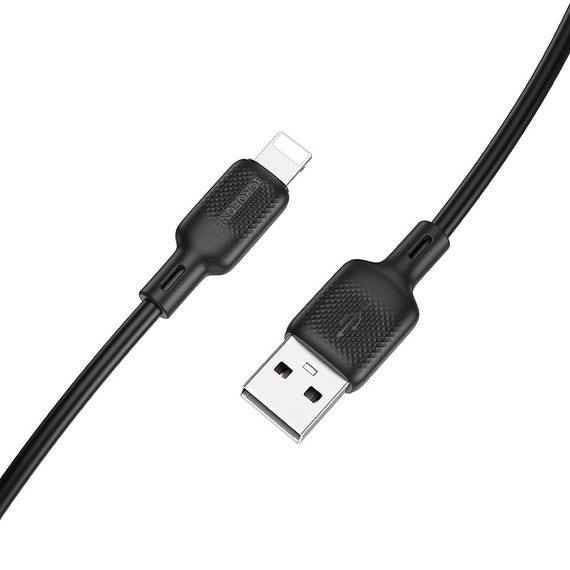 Дата кабель Borofone BX113 Lenny USB to Lightning 2.4A (3m) Black | Зображення 3