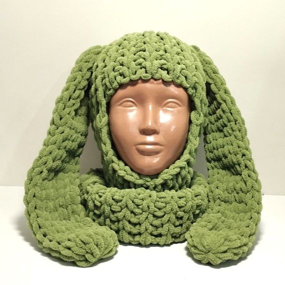 Балаклава колір 485 плюшева з вушками зайчика | Зображення 1