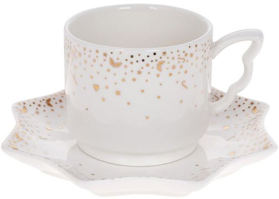 Чашка з блюдцем "Зимова феєрія" 200мл, порцелянова