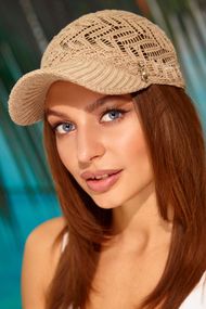 Ажурная вязаная женская бейсболка (4957) темно-бежевый