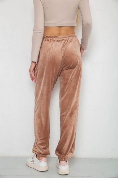 Штани жіночі велюрові, колір бежевий, 238R105 | Зображення 3