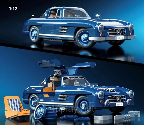 Премиум машинка-конструктор Mattel Brick Shop Hot Wheels Mercedez-Benz 300 SL 1600 деталей | Зображення 3