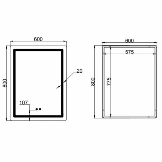 Дзеркало Qtap Mideya (MI2) 600х800 з LED-підсвічуванням Touch, з антизапотіванням, димером, рег. яскравості QT2078F6080 | Зображення 1