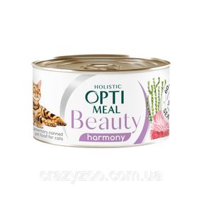 Вологий корм для котів OptiMeal Beauty Harmony зі смугастим тунцем та водоростями в желе 70 г B2782101