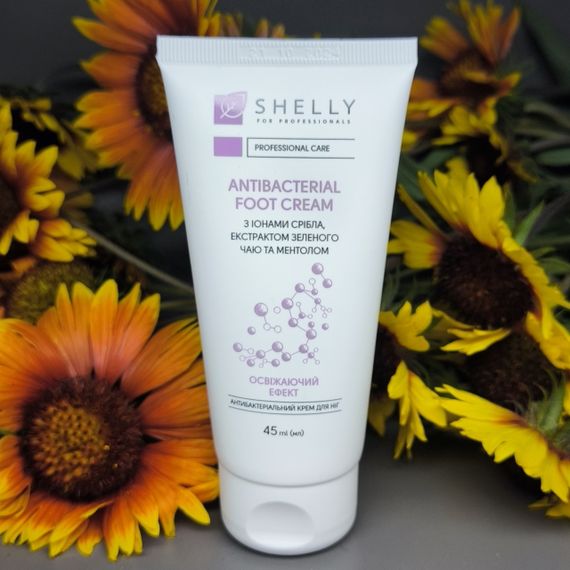 Антибактериальный крем для ног с ионами серебра, экстрактом зеленого чая и ментолом Shelly 45 мл