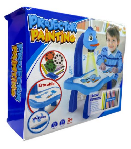 Набір для малювання з проектором Drawing Set Projector YM-6886, дитячий столик для рисування з підсвіткою, 24 шаблони, фломастери | Зображення 1