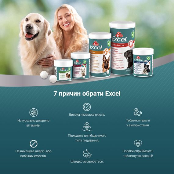 Вітаміни 8in1 Excel Brewers Yeast  для собак та котів  пивні дріжджі з часником для шкіри та шерсті 260 шт | Зображення 3