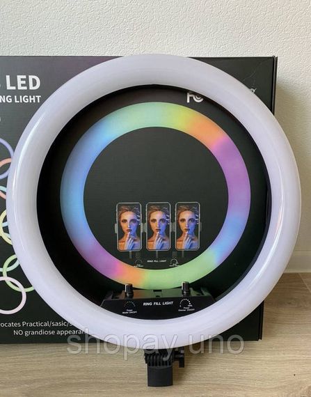 Світлодіодна кільцева лампа для селфі 45 см / Світлодіодна лампа RGB з пультом + сумка (MJ18) | Зображення 3