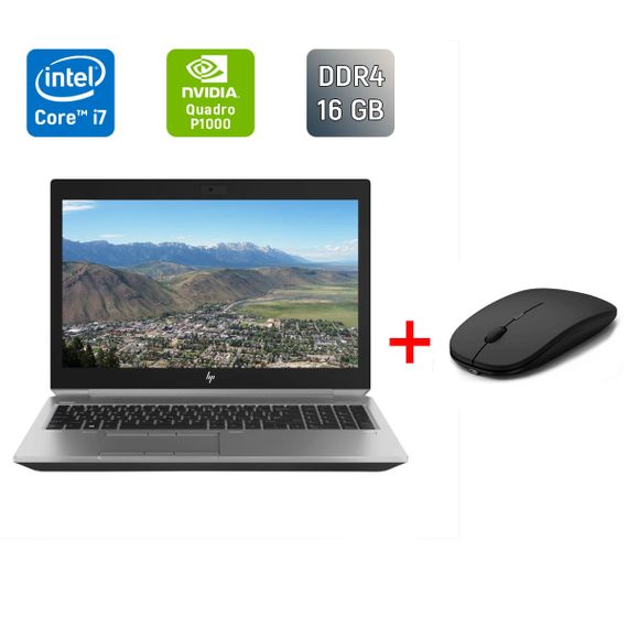 Мобільна робоча станція Б-клас HP ZBook 15 G5 / 15.6" (1920x1080) IPS / Intel Core i7-8850H (6 (12) ядра по 2.6 - 4.3 GHz) / 16 GB DDR4 / 240 GB SSD / nVidia Quadro P1000, 4 GB GDDR5, 256-bit / Fingerprint / HDMI б/в + Подарунок Бездротова миша / USB