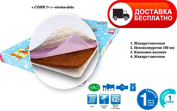 Дитячий матрац Соня 2+ плюс (висота 110 мм) для дитячого ліжечка, вибір розміру | Зображення 4