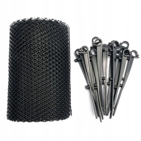 Сетка защитная для водостока от листьев 6 м х 18 см 15 крючков VOREL-69851